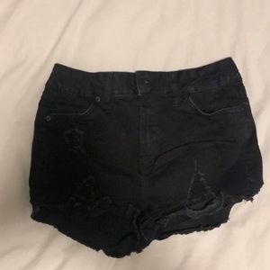 black jean shorts